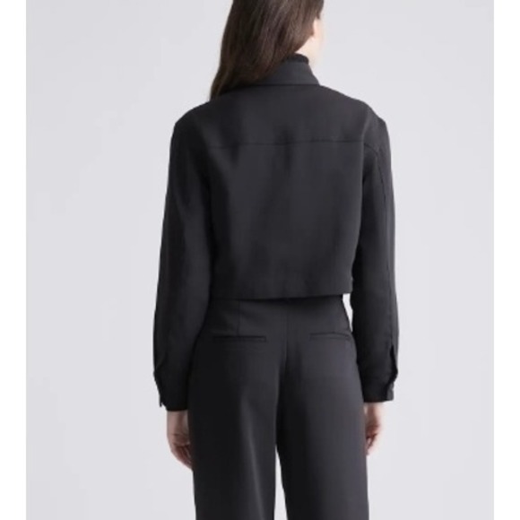 Quince Black Stretch Crepe Cropped Jacket Blazer Women's Size S - Picture 8 of 8